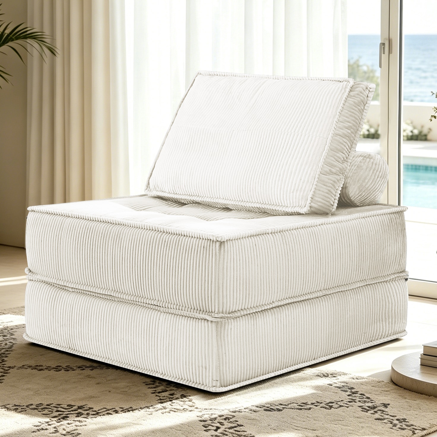 66.9 Inch Modular Sofa, Single Seater, Double-layer Multi-combination, Skin-friendly Fabric, DIY Suitable For Living Rooms, Study Rooms, Bedrooms, And Other Spaces. WHITE_voghion.com